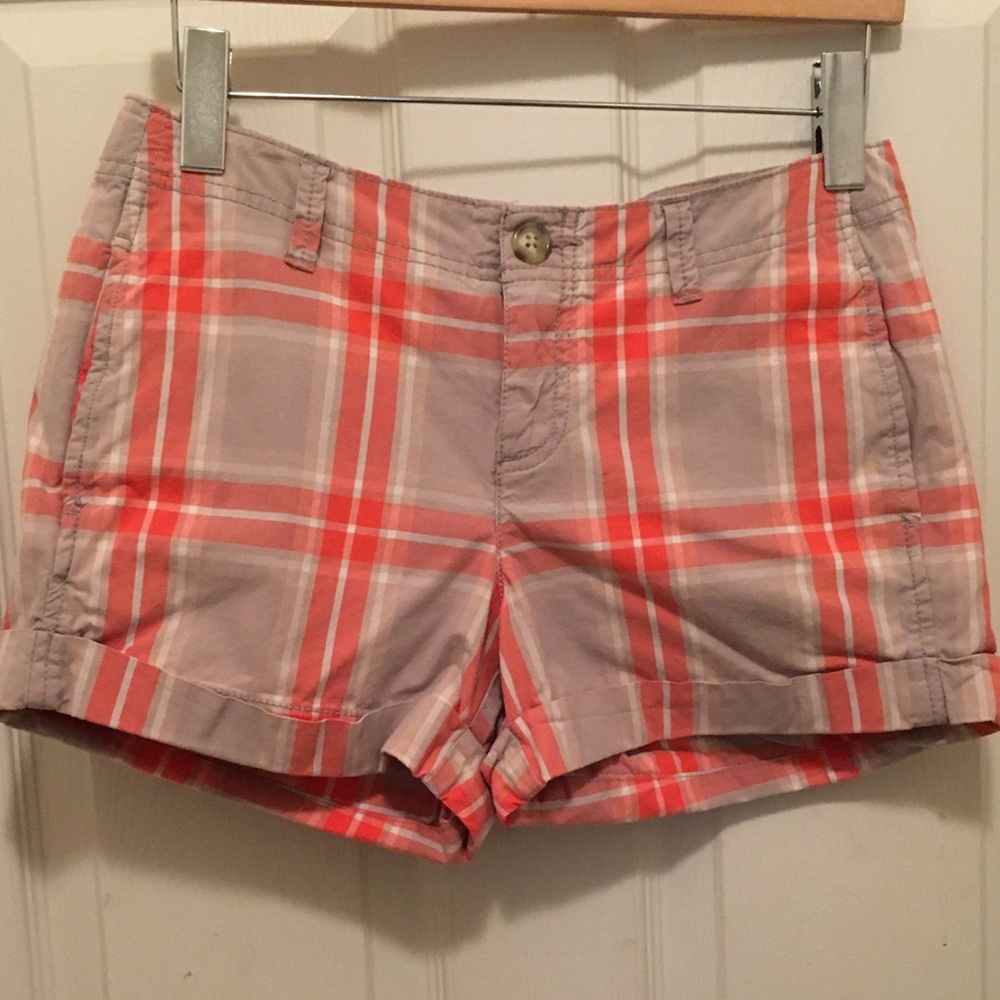 OLD NAVY Perfect 3 1/2 inch shorts Orange Plaid 2